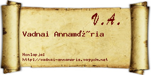 Vadnai Annamária névjegykártya